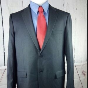 Adolfo 44L Super Men Solid Dark Gray Blazer $495